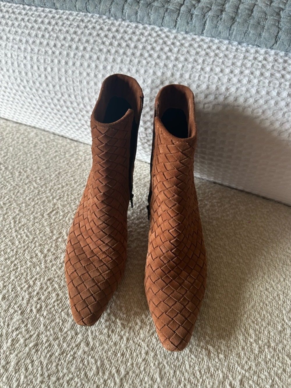 rag & bone Woven Pointed Toe Ankle Boots - Chestnut